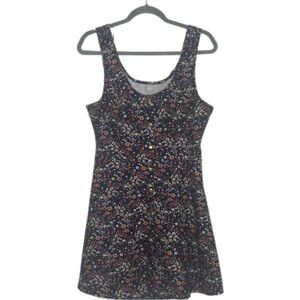 70/21 floral Sleeveless Scoop Neck back cutout snap close Mini Sundress size L